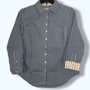 NWOT Denim&Co Striped Button-Down Top Sz XS